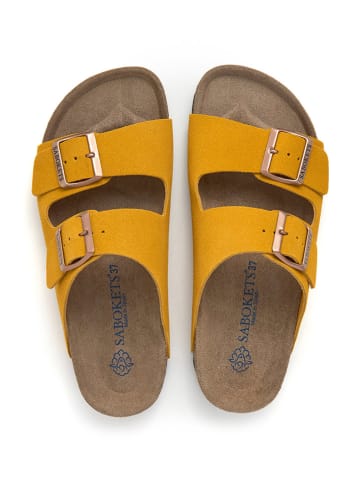 SABOKETS Leder-Pantoletten in Gelb