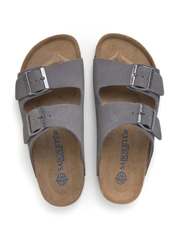 SABOKETS Leder-Pantoletten in Grau