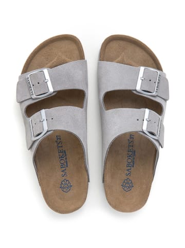 SABOKETS Leren slippers grijs