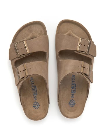 SABOKETS Leren slippers bruin
