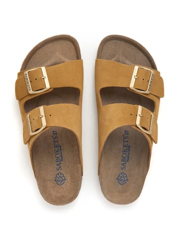 SABOKETS Leren slippers lichtbruin