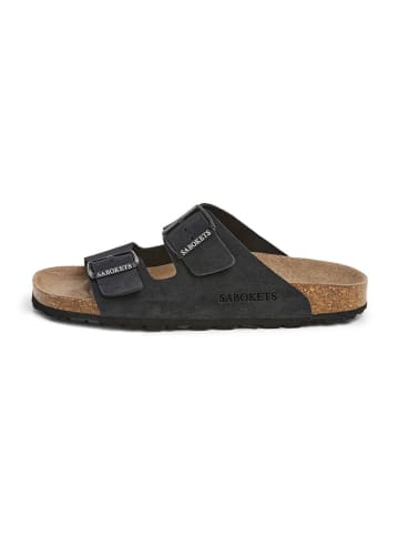 SABOKETS Leder-Pantoletten in Schwarz