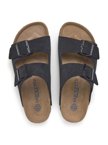 SABOKETS Leder-Pantoletten in Schwarz