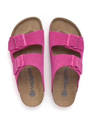 SABOKETS Leder-Pantoletten in Pink