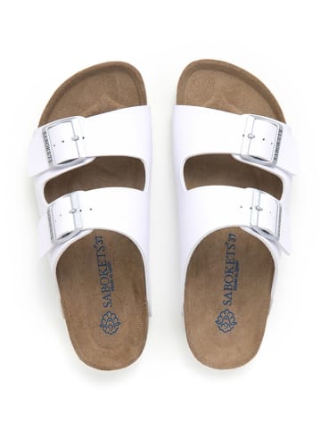 SABOKETS Leren slippers wit