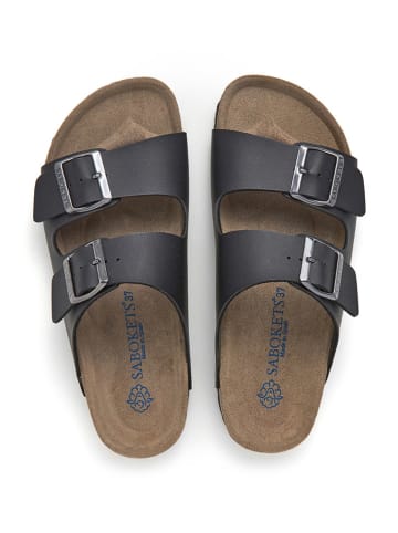 SABOKETS Leren slippers zwart