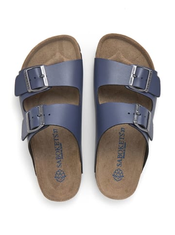 SABOKETS Skórzane klapki w kolorze niebieskim