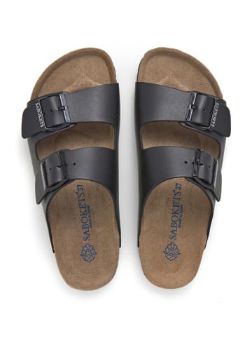 SABOKETS Leren slippers zwart