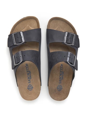 SABOKETS Leren slippers zwart