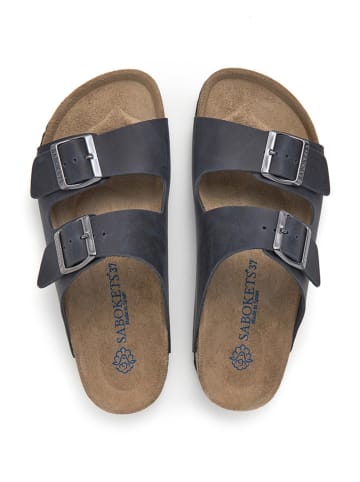 SABOKETS Leren slippers donkerblauw