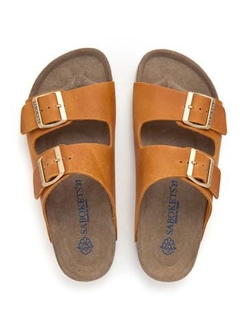 SABOKETS Leren slippers oranje