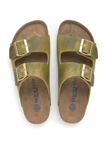 SABOKETS Leder-Pantoletten in Grün