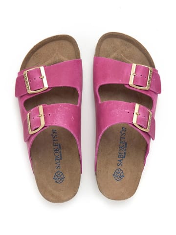 SABOKETS Leren slippers roze