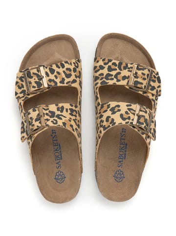SABOKETS Pantoletten in Beige/ Schwarz