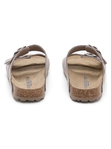 SABOKETS Leren slippers grijs