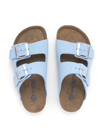 SABOKETS Leren slippers lichtblauw