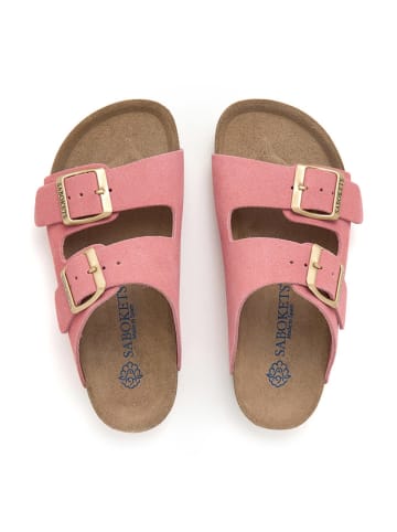 SABOKETS Skórzane klapki w kolorze jasnoróżowym