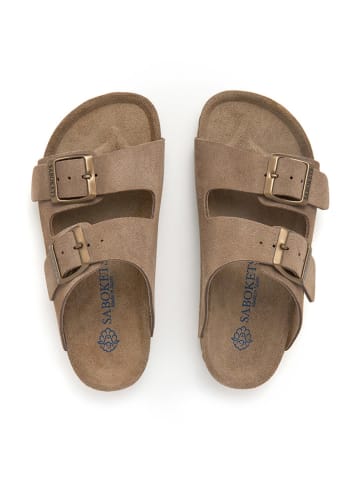 SABOKETS Skórzane klapki w kolorze jasnobrązowym