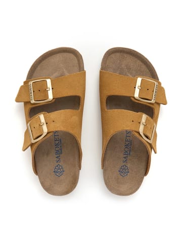 SABOKETS Leren slippers lichtbruin