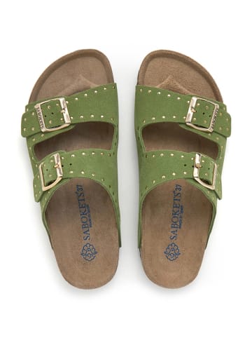 SABOKETS Leren slippers groen