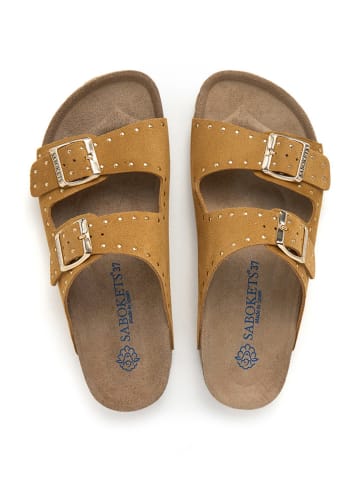 SABOKETS Leren slippers lichtbruin