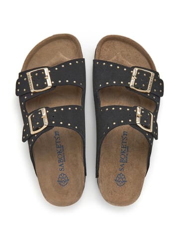 SABOKETS Leren slippers zwart