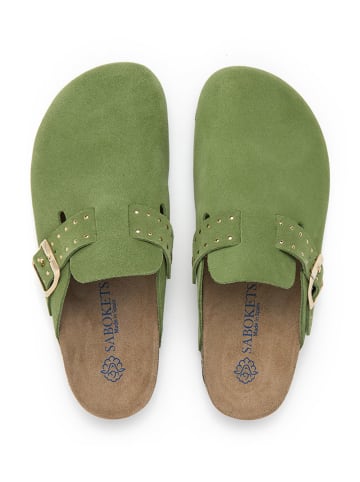 SABOKETS Leren clogs groen