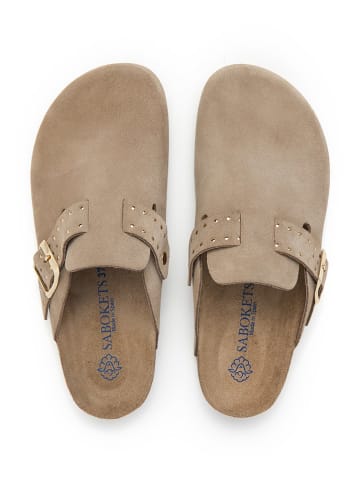 SABOKETS Leren clogs beige