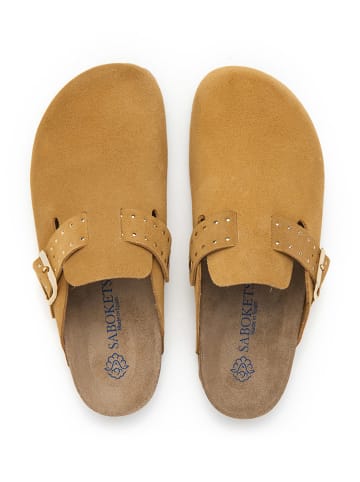 SABOKETS Leren clogs lichtbruin