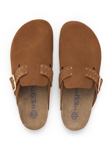 SABOKETS Leren clogs bruin