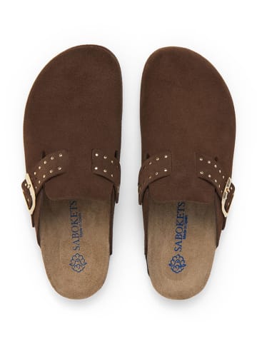 SABOKETS Leren clogs bruin