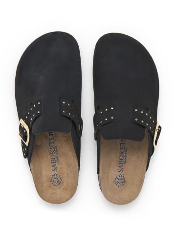 SABOKETS Leren clogs zwart