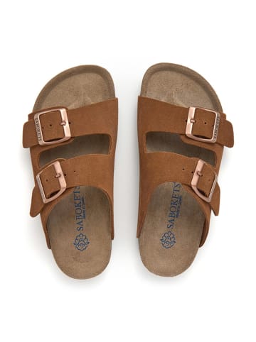 SABOKETS Leren slippers lichtbruin