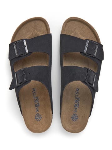 SABOKETS Skórzane klapki w kolorze czarnym