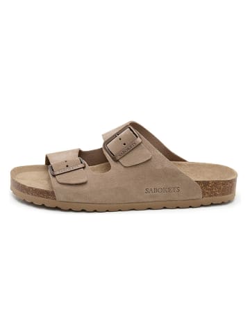 SABOKETS Skórzane klapki w kolorze beżowym