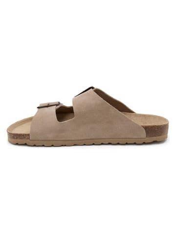 SABOKETS Leder-Pantoletten in Beige
