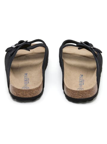 SABOKETS Skórzane klapki w kolorze czarnym