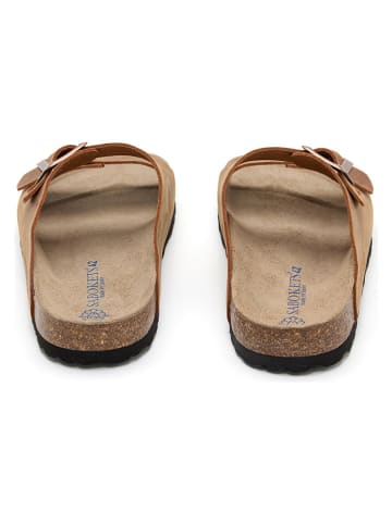 SABOKETS Leder-Pantoletten in Hellbraun