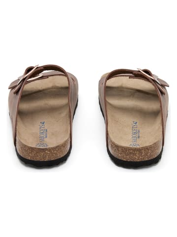 SABOKETS Leder-Pantoletten in Braun