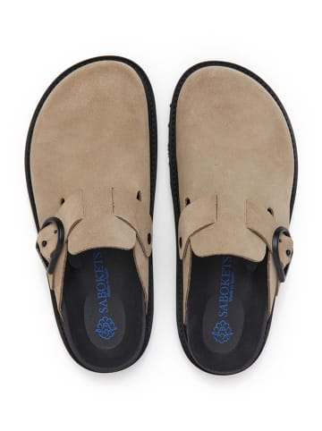 SABOKETS Leren clogs beige