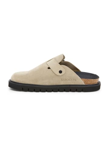 SABOKETS Leren clogs beige