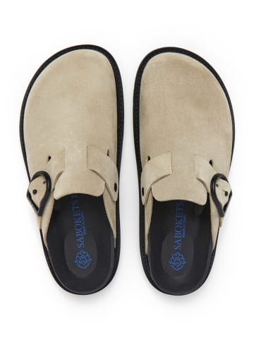 SABOKETS Leren clogs beige
