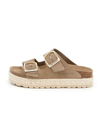 SABOKETS Leren slippers beige