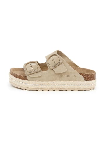 SABOKETS Leren slippers beige