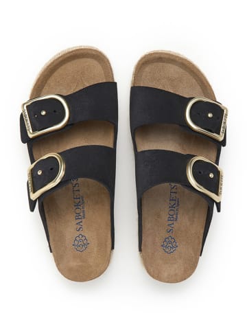 SABOKETS Leren slippers zwart
