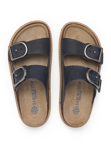 SABOKETS Leren slippers donkerblauw