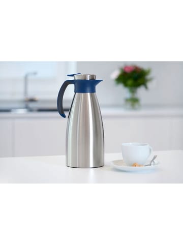 Emsa Isolierkanne "Soft Grip" in Silber/ Blau - 1,5 l