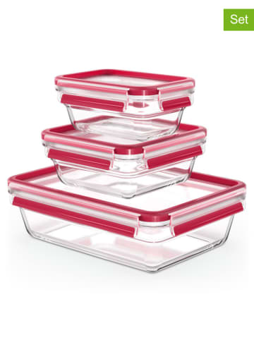 Emsa 3er-Set: Frischhaltedosen "Clip & Close" in Rot