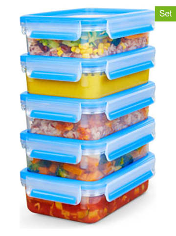 Emsa 5er-Set: Frischhaltedosen "Clip & Close" in Blau - 800 ml