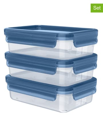 Emsa 3er-Set: Frischhaltedosen "Clip & Close Eco" in Blau - 800 ml